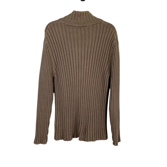 Banana Republic Sweater Women XL Brown Mock Neck Full Zip Ribbed Stretch Neutral - Picture 6 of 10